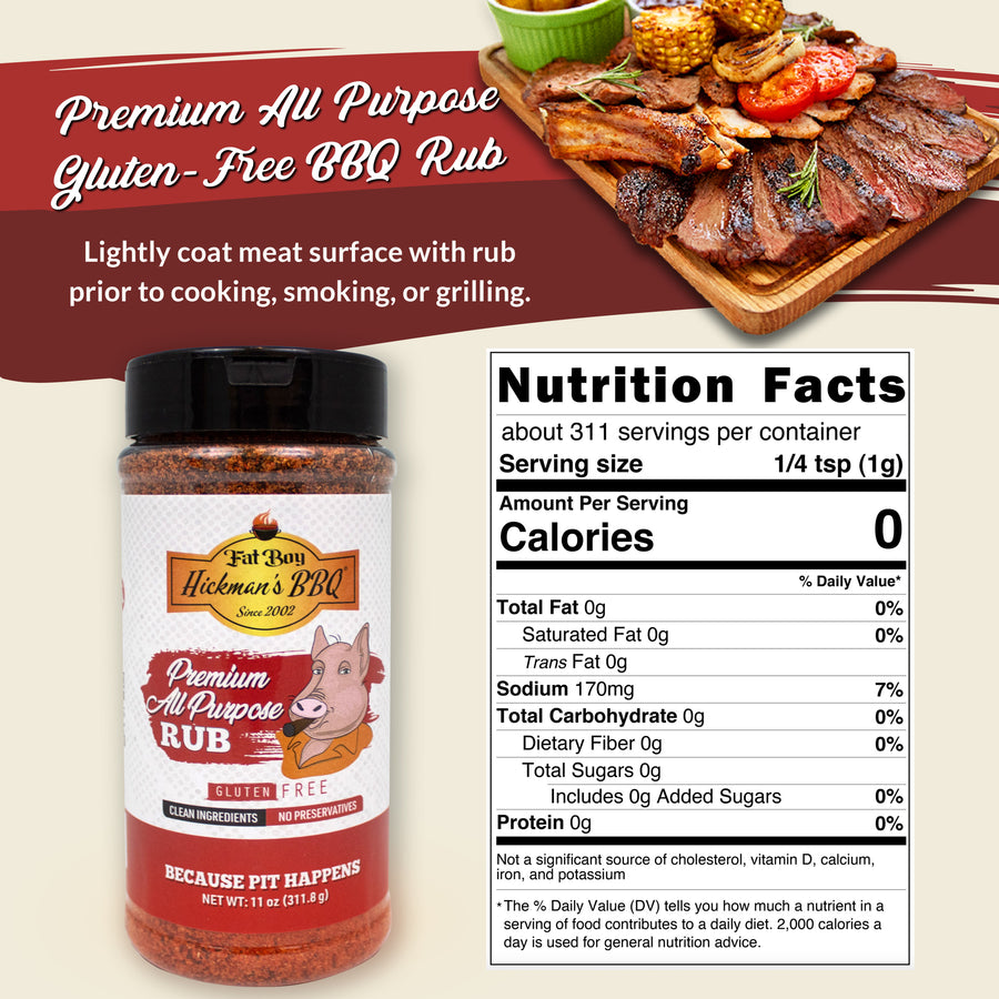 Premium All Purpose Gluten Free Keto Friendly BBQ Rub 11 oz