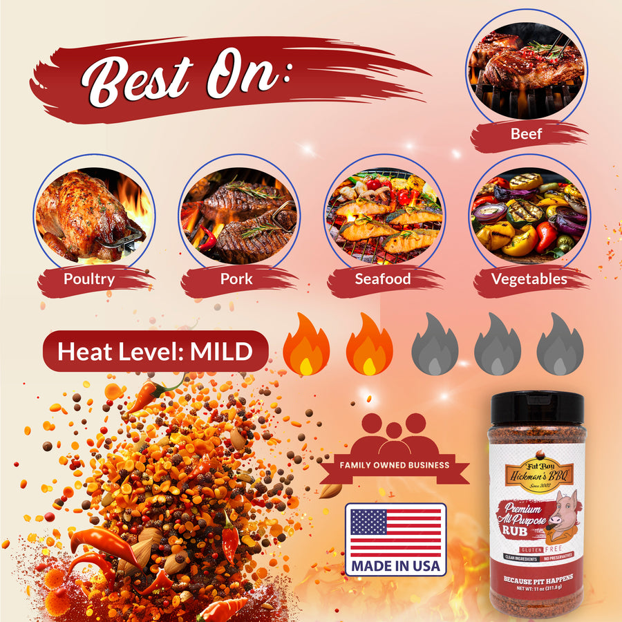 Premium All Purpose Gluten Free Keto Friendly BBQ Rub 11 oz